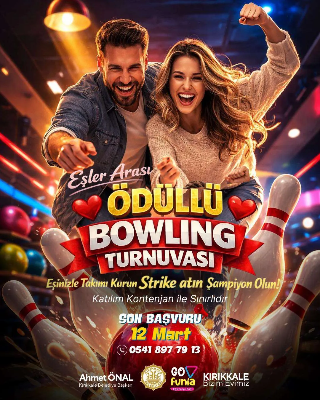 Kırıkkale’de Çiftler Arası Eğlence ve Rekabet Dolu Bowling Turnuvası Başlıyor!