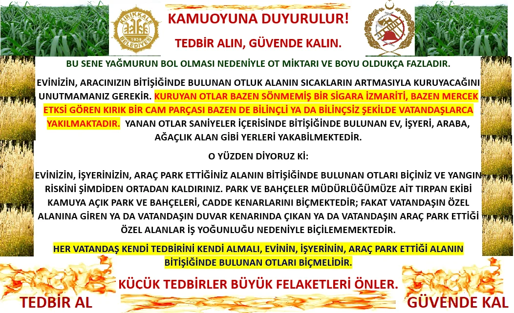 Kırıkkale İtfaiyesi’nden Kritik Uyarı: “Tedbir Alın, Güvende Kalın!”