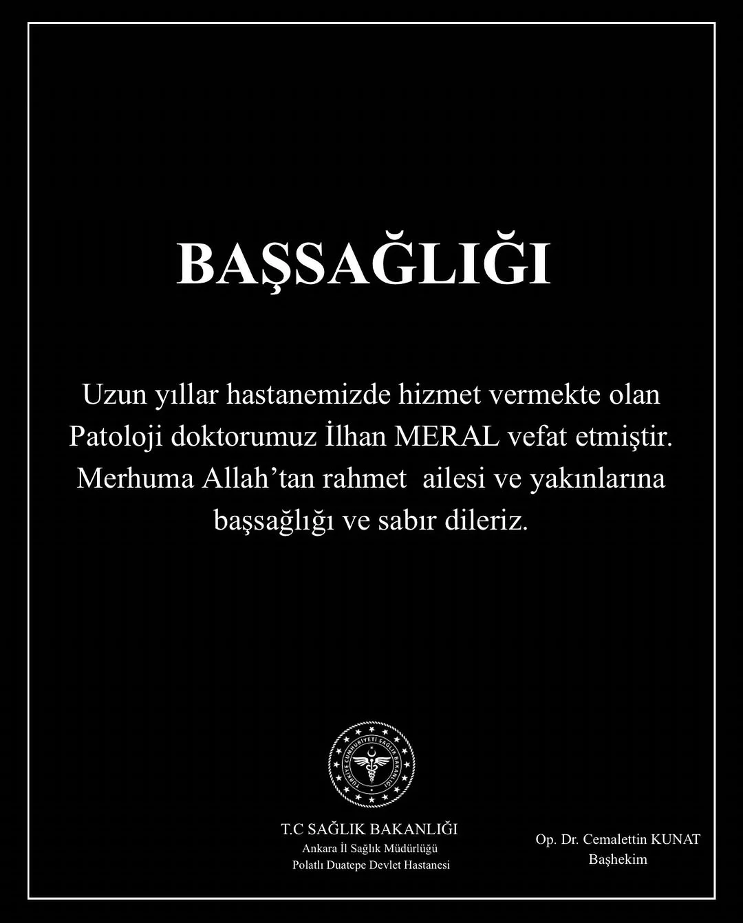 Kırıkkale Keskin’li Uzman Doktor İlhan Meral Hayatını Kaybetti