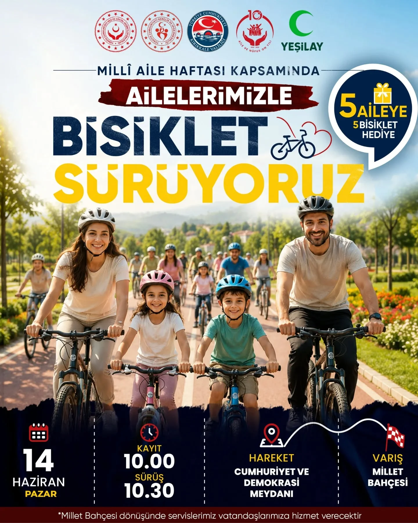 Kırıkkale’de Aileler Pedal Çevirecek: Festivalde Bisiklet Sürüşü ve Hediye Çekilişi