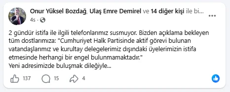 Kırıkkale CHP’de İstifa Hareketliliği, Onur Yüksel Bozdağ’dan Dikkat Çeken Açıklama: “Yeni Adresimizde Buluşmak Dileğiyle”