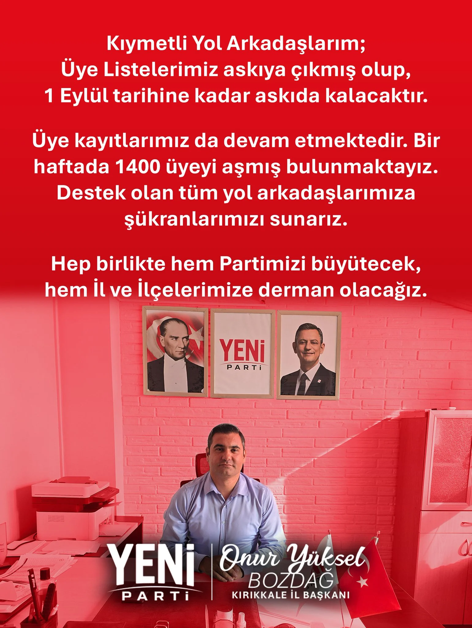 Bozdağ Açıkladı: Yeni Parti Kırıkkale’de Bir Haftada 1400’ü Aşkın Üye Kaydı Yapıldı