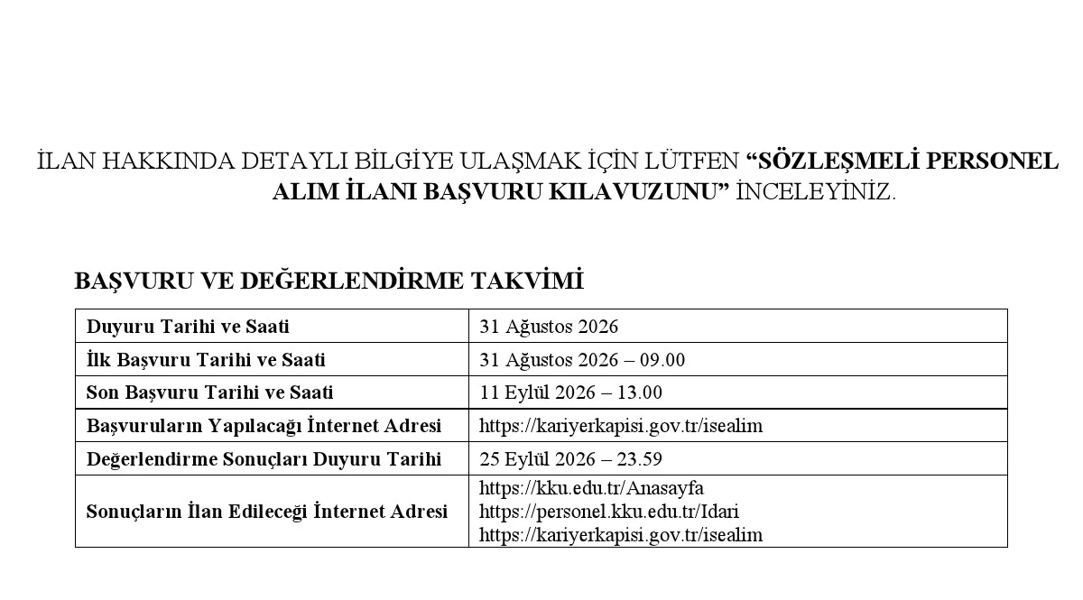 Kırıkkale Üniversitesi 133 Sözleşmeli Personel Alacak: Başvurular Başladı