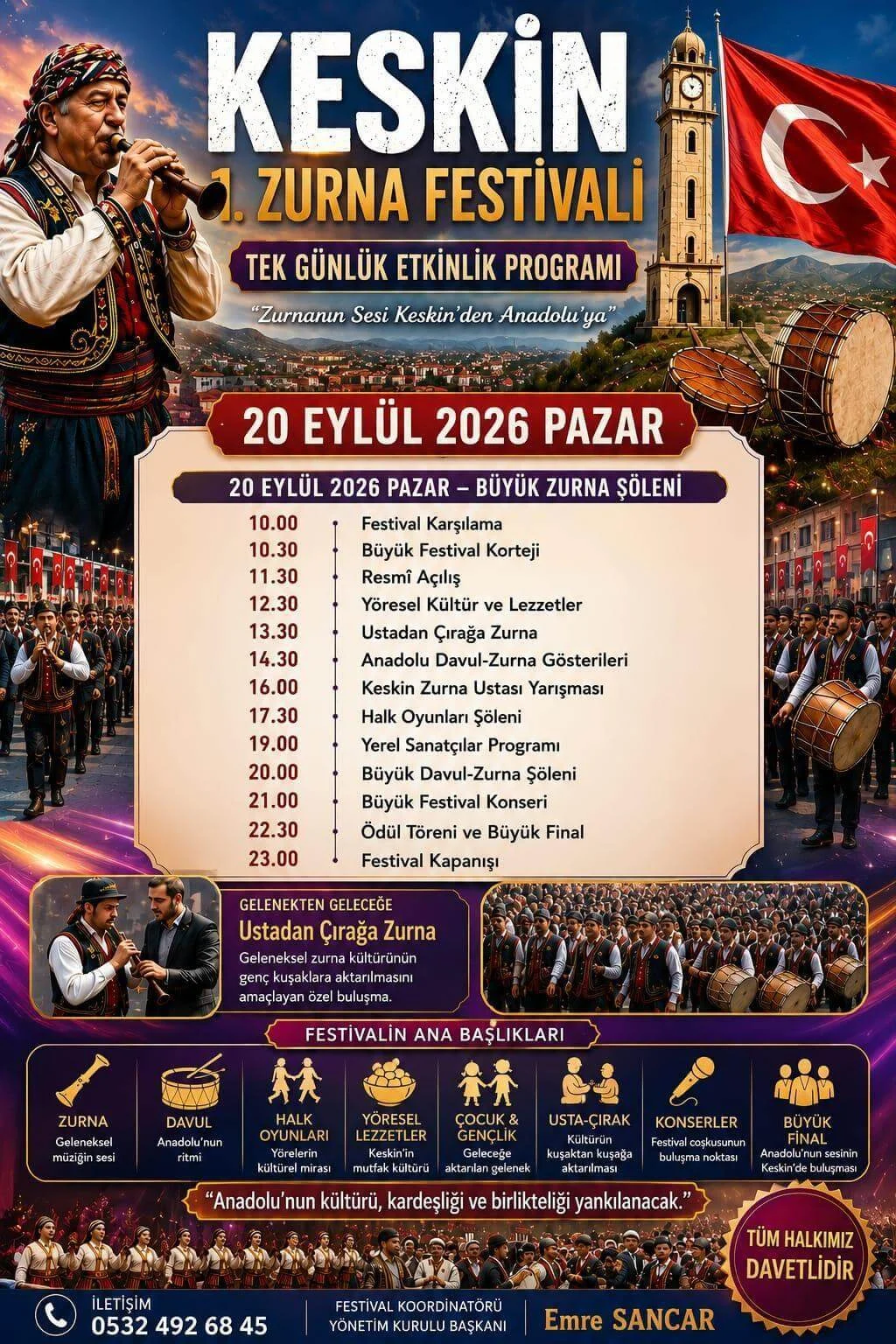 Keskin’de Tarihi Buluşma: “1. Zurna Festivali” İle Abdal Kültürü Geleceğe Taşınıyor