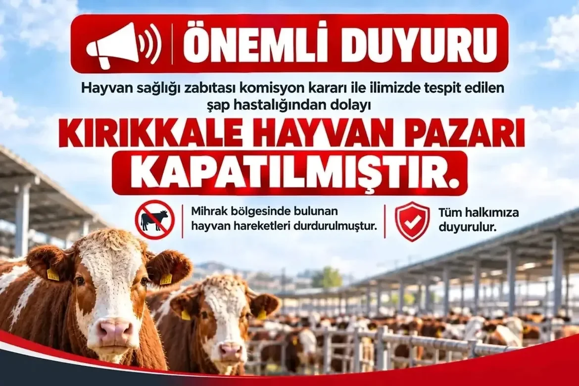 Kırıkkale Hayvan Pazarı Şap Hastalığı Nedeniyle Kapatıldı