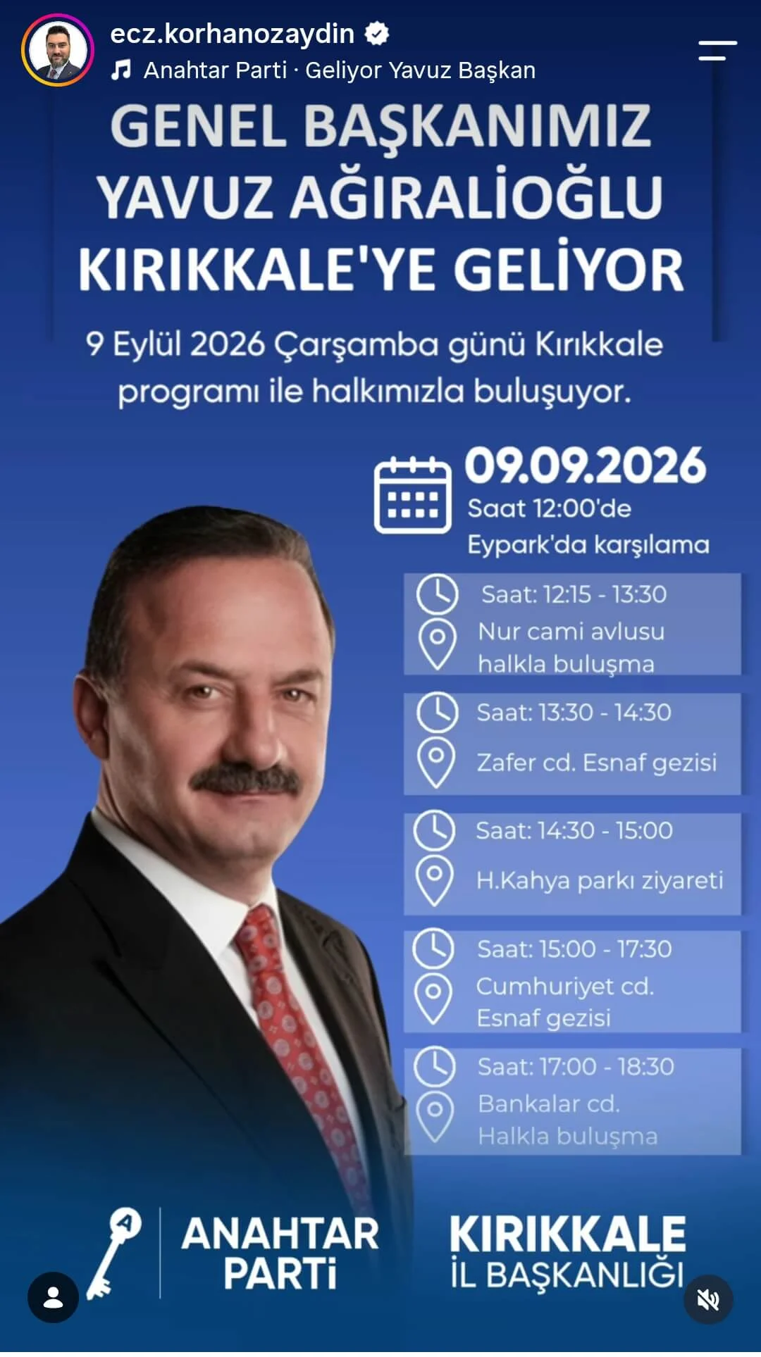 Yavuz Ağıralioğlu Kırıkkale’ye Geliyor: Anahtar Parti’den Yoğun Ziyaret Programı