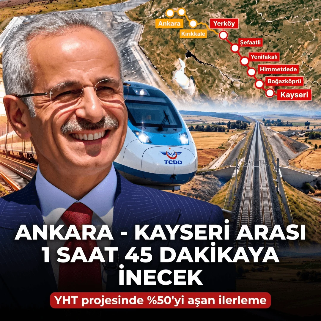 Ankara-Kayseri Arası 1 Saat 45 Dakikaya İnecek! YHT Projesinde Yüzde 50’yi Aşan İlerleme